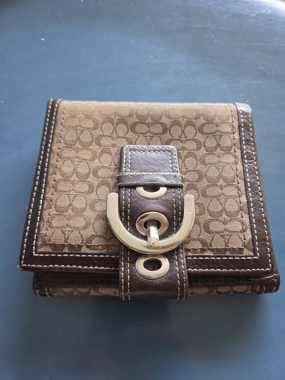 Coach Brown Signature Soho Buckle Wallet